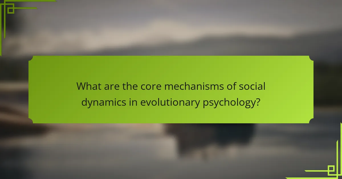 What are the core mechanisms of social dynamics in evolutionary psychology?