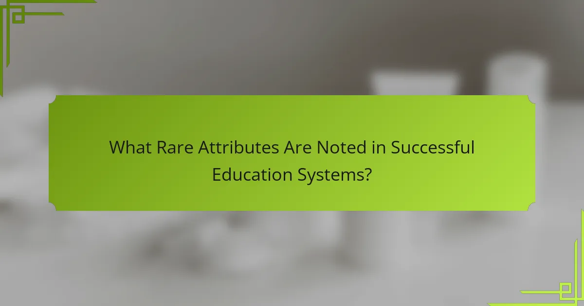 What Rare Attributes Are Noted in Successful Education Systems?