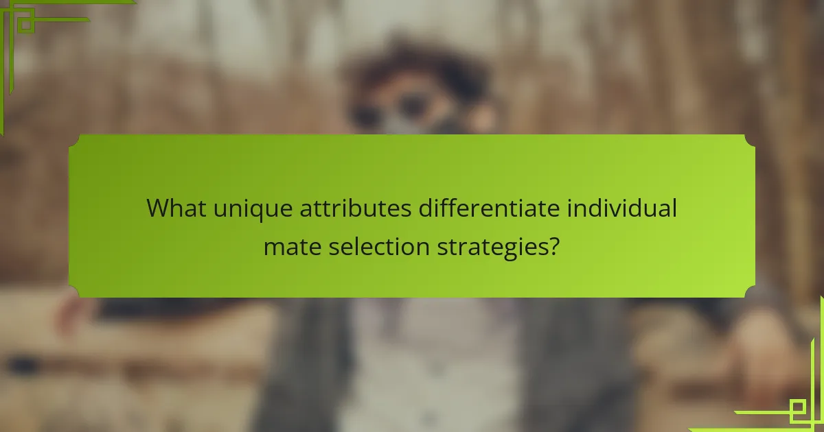 What unique attributes differentiate individual mate selection strategies?