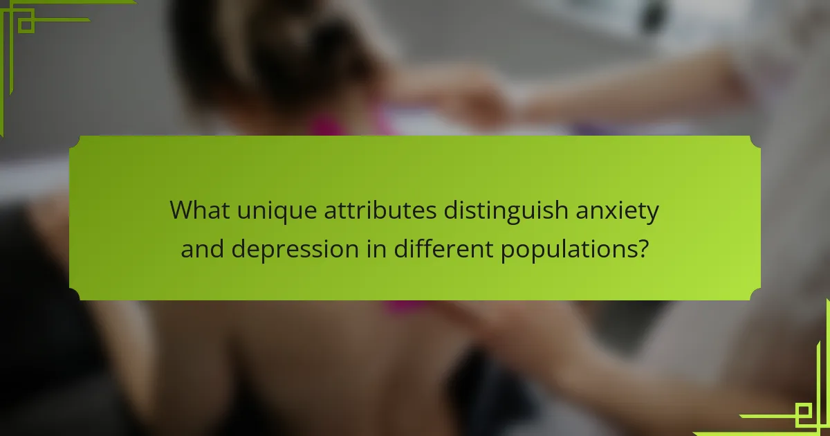 What unique attributes distinguish anxiety and depression in different populations?